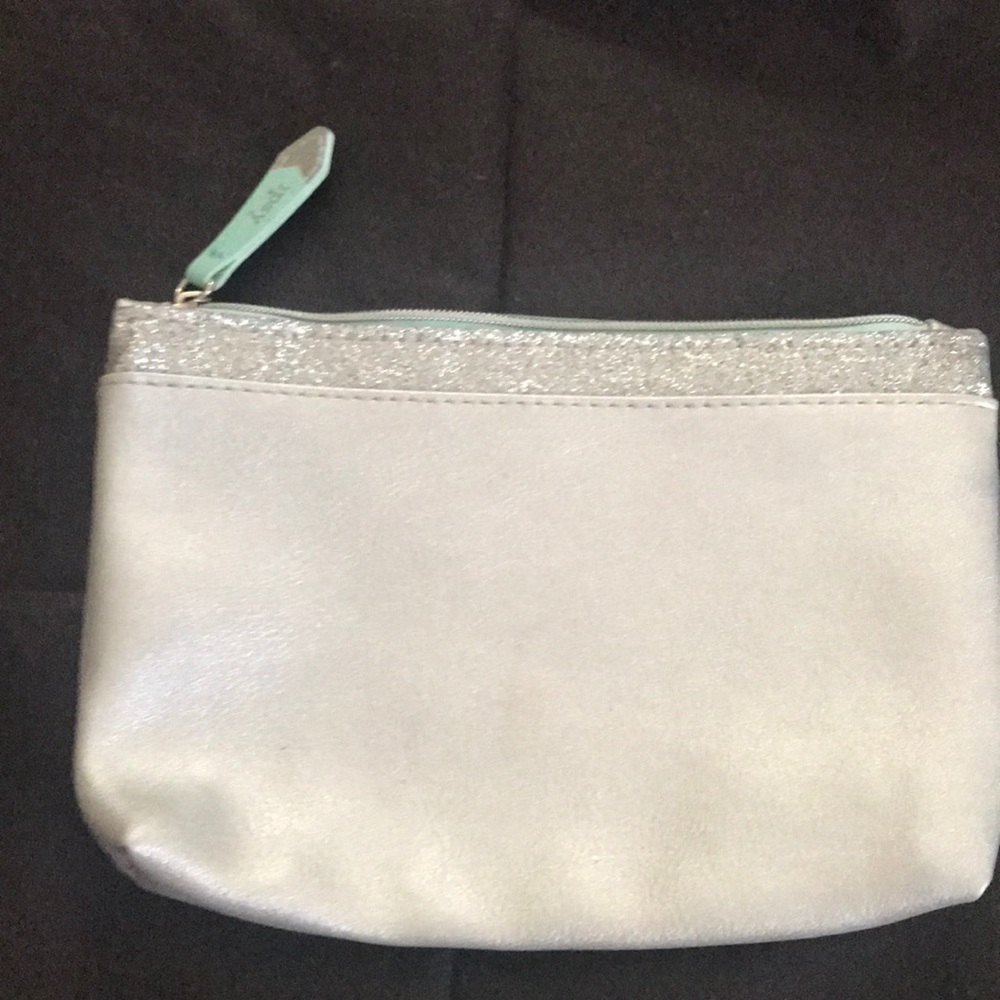 Ipsy silver glitter makeup bag